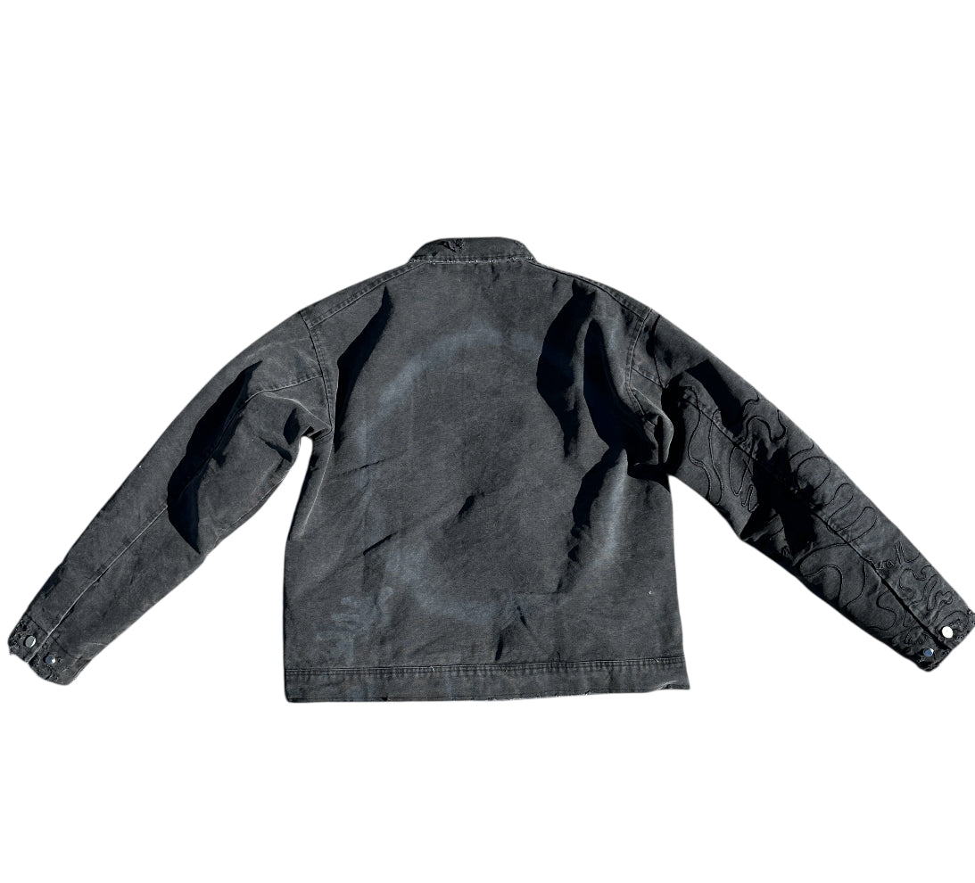 Grey Hidden Message Denim Bomber