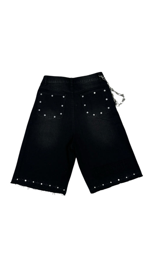 Jet Black Platinum Studded Jorts