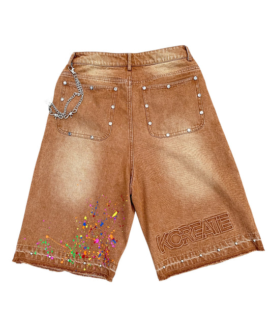 Light Rusted Crystal Studded Jorts 2.0