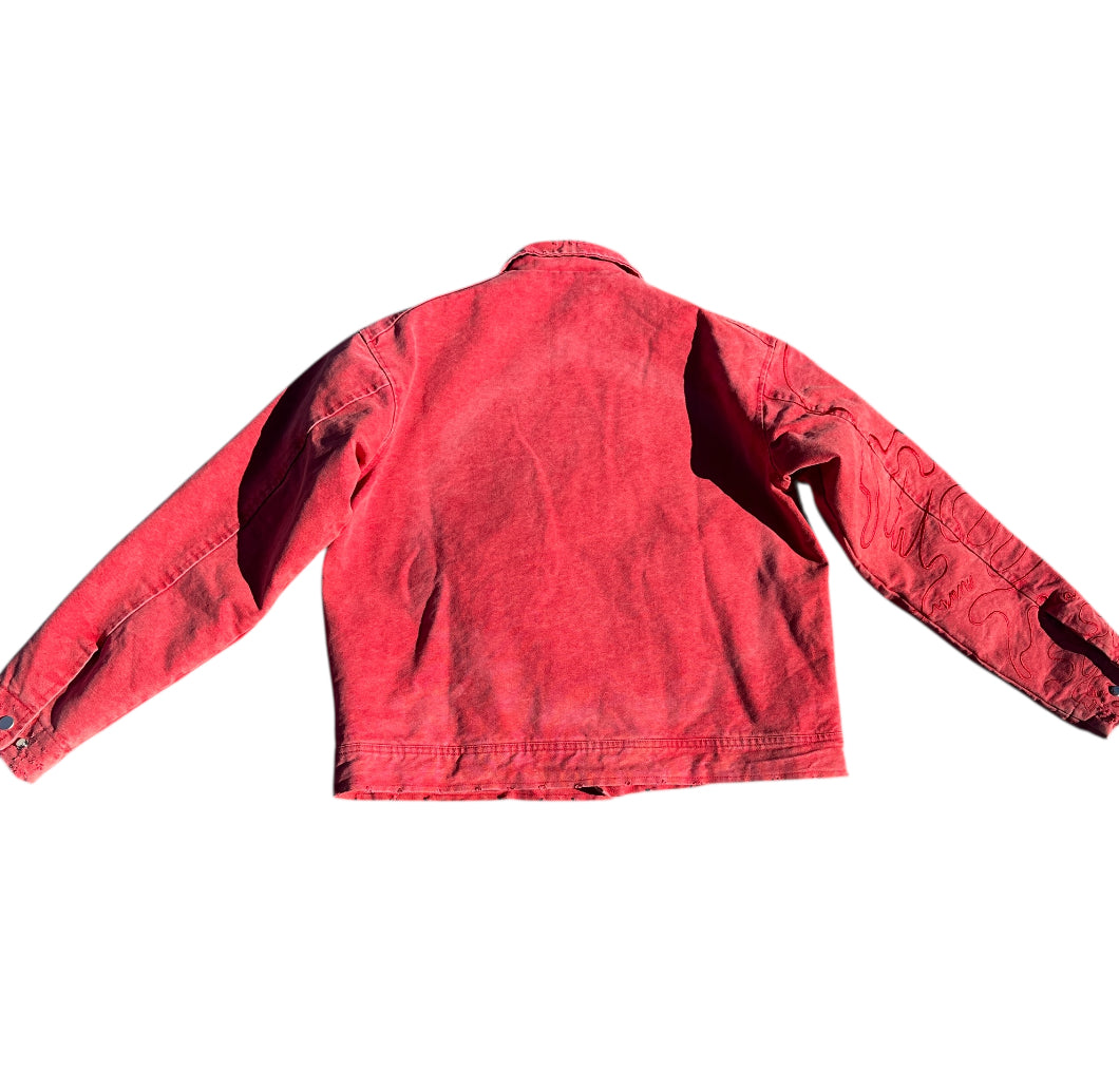 Faded Red Hidden Message Bomber Jacket.