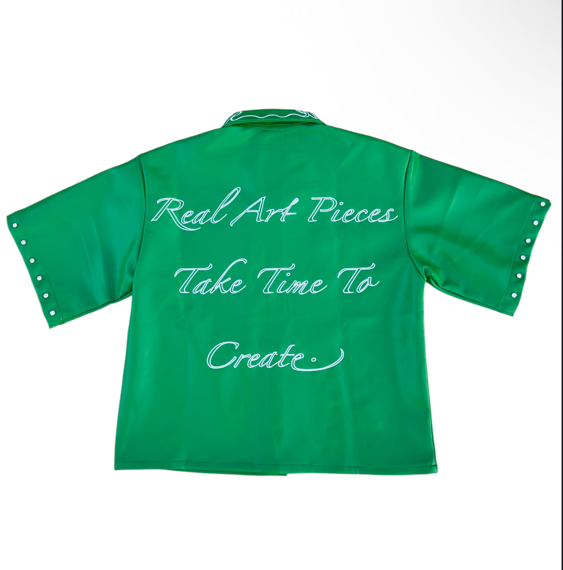 Green Diamond Cut Leather Shirt