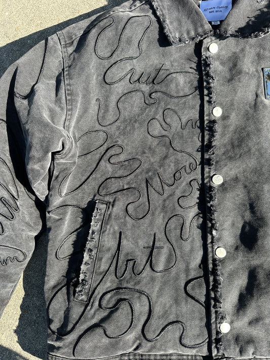 Grey Hidden Message Denim Bomber