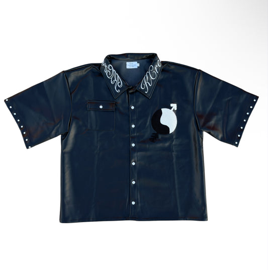 Black Diamond Cut Leather Shirt