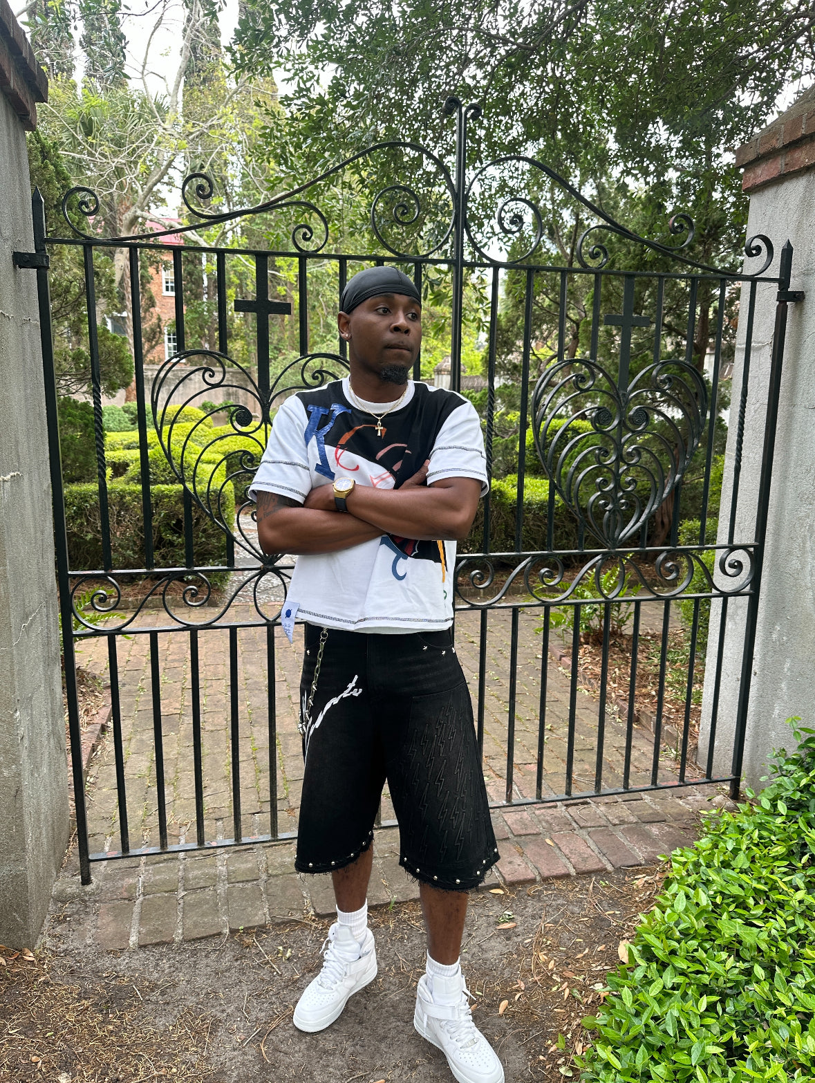 Jet Black Platinum Studded Jorts