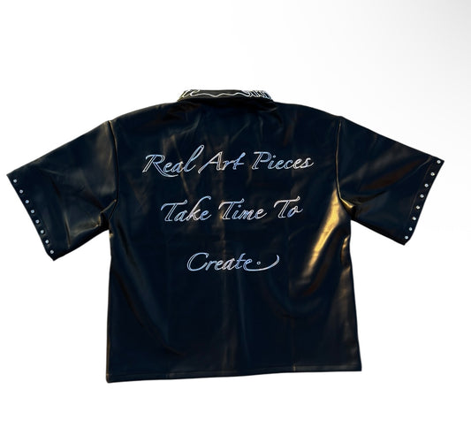 Black Diamond Cut Leather Shirt