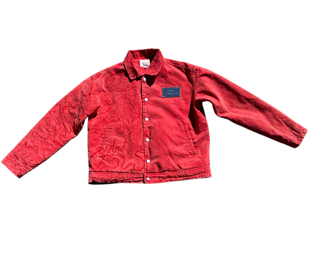 Faded Red Hidden Message Bomber Jacket.