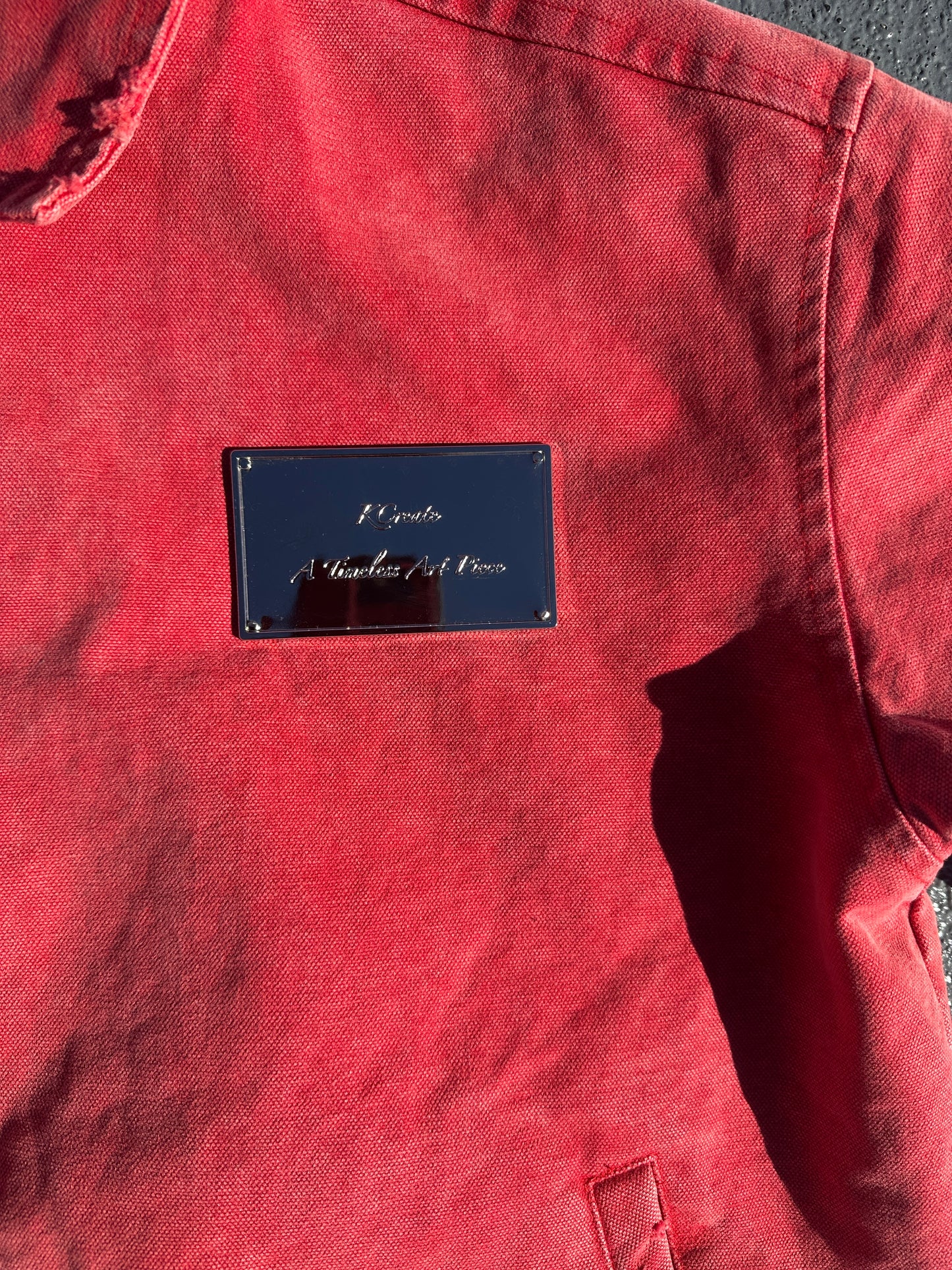 Faded Red Hidden Message Bomber Jacket.