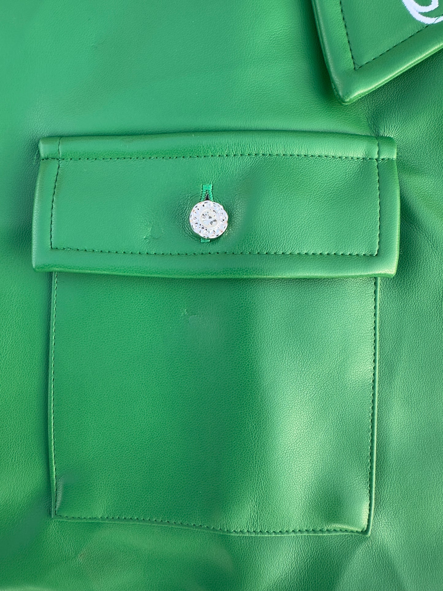 Green Diamond Cut Leather Shirt