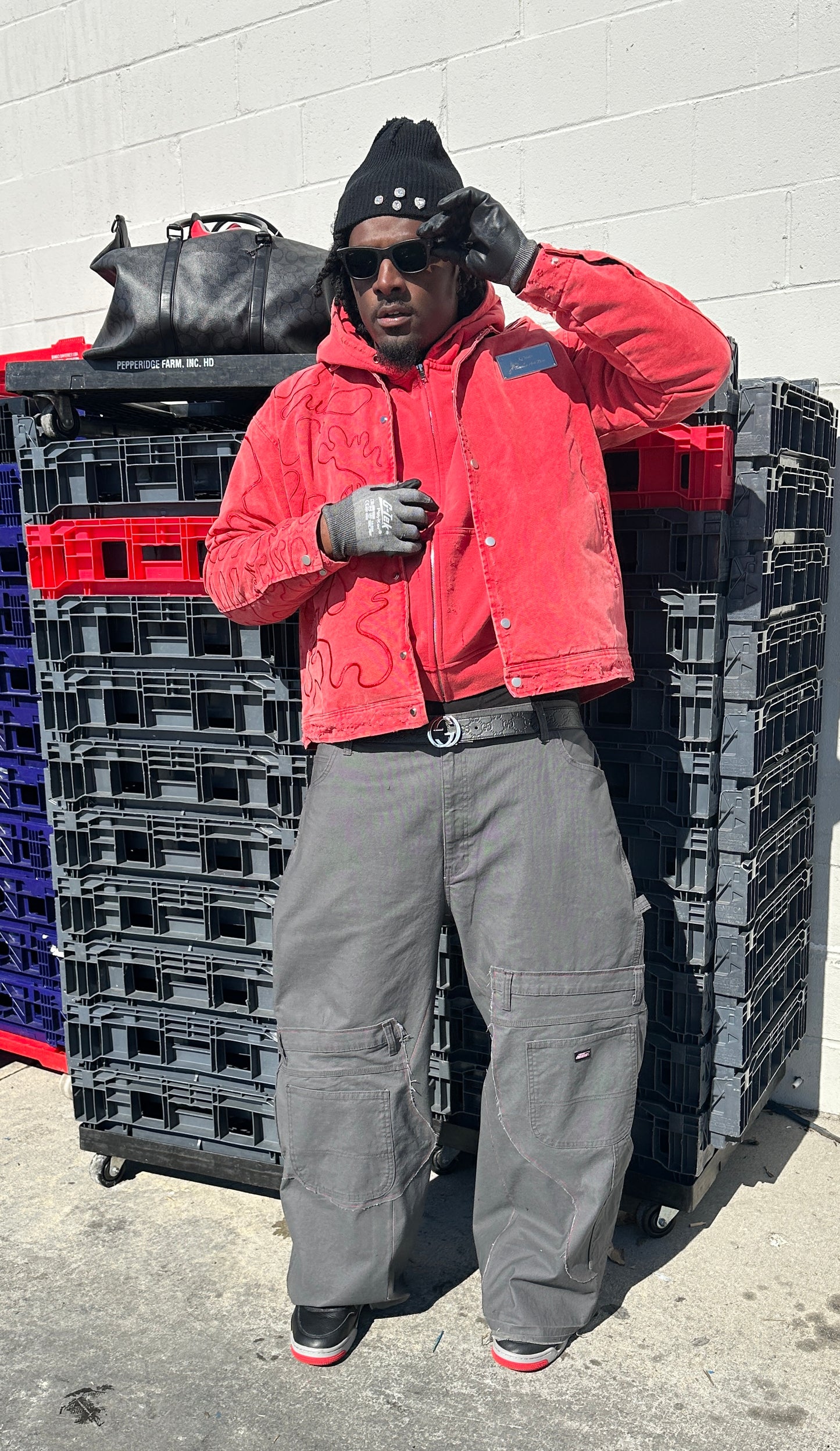 Faded Red Hidden Message Bomber Jacket.
