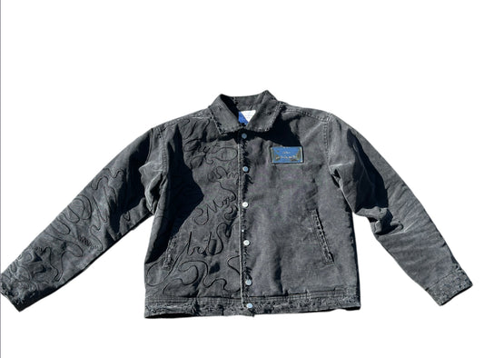 Grey Hidden Message Denim Bomber