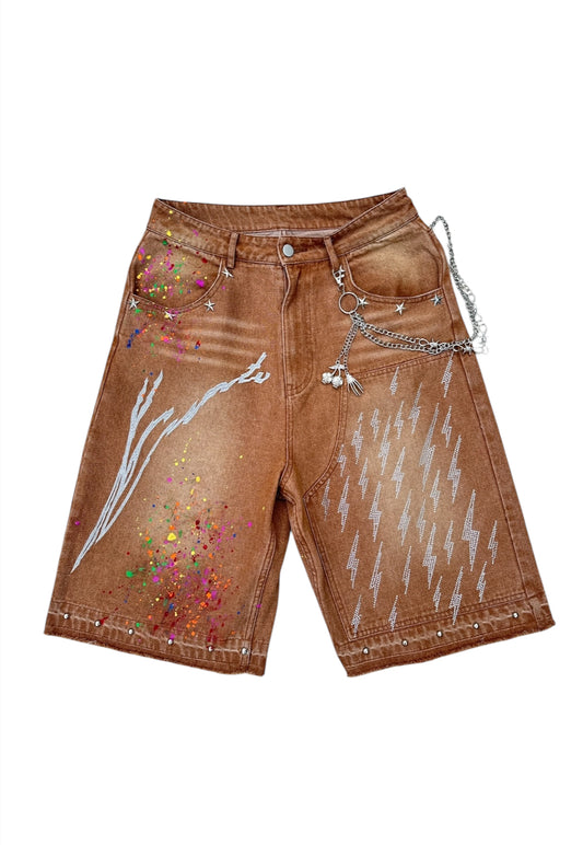 Light Rusted Crystal Studded Jorts 2.0