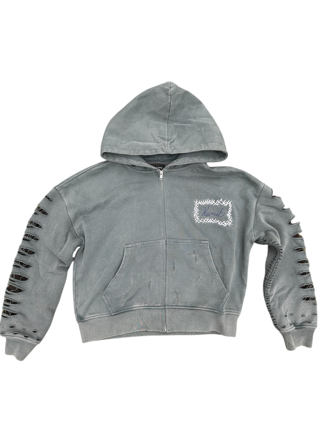 Distressed Thermal Hoodie “Grey”