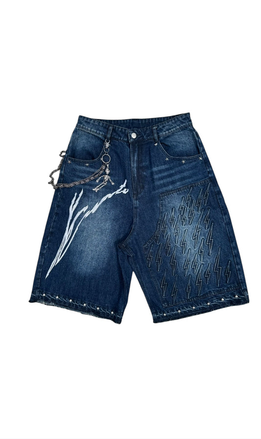 Navy Platinum Denim Jorts