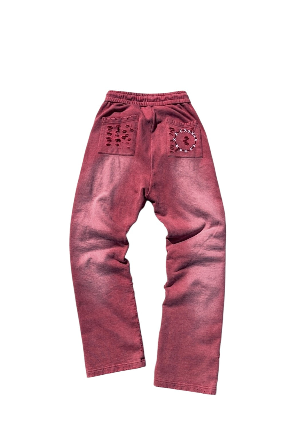 Distressed Thermal Sweats “Red”